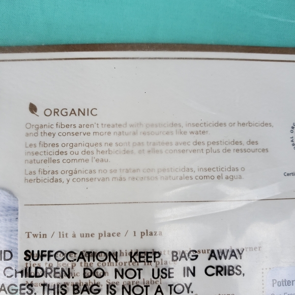 Pottery Barn Organic Ruched Diamond Twin XL Duvet Cover & Sham Turquoise Blue - Picture 6 of 10